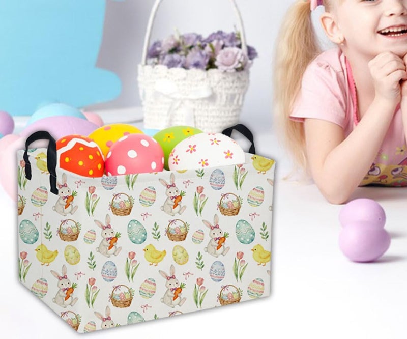 DDBASKET Easter Basket for Kids Easter Gift Basket Empty Baby Easter Basket for Boys and Girls Rectangular Toy Storage Basket Organizer Bin Box Cute Easter Egg Room Decor for Home(Easter Gift Basket) - Image 5